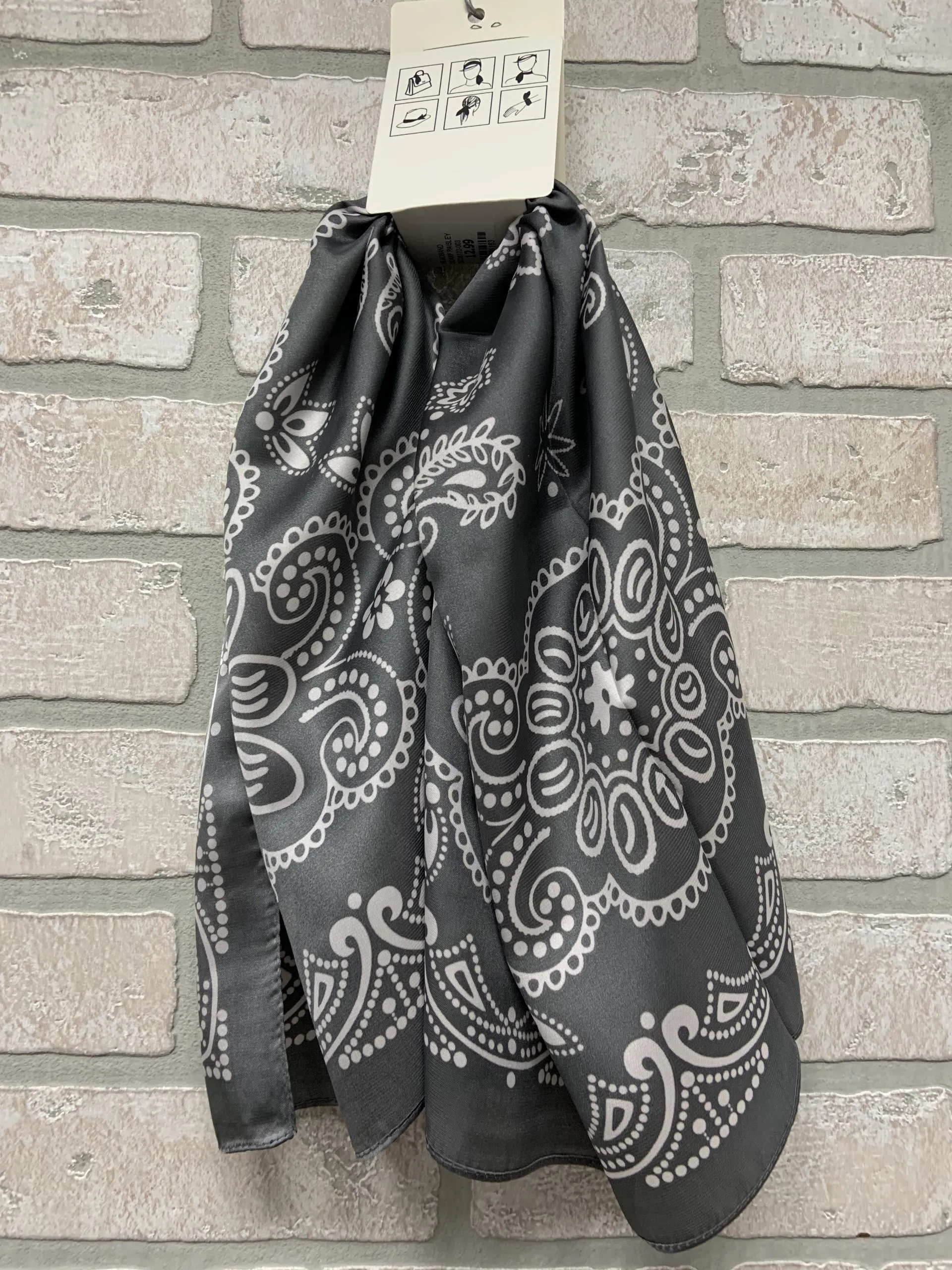 Headband Scarf - Paisley Gray