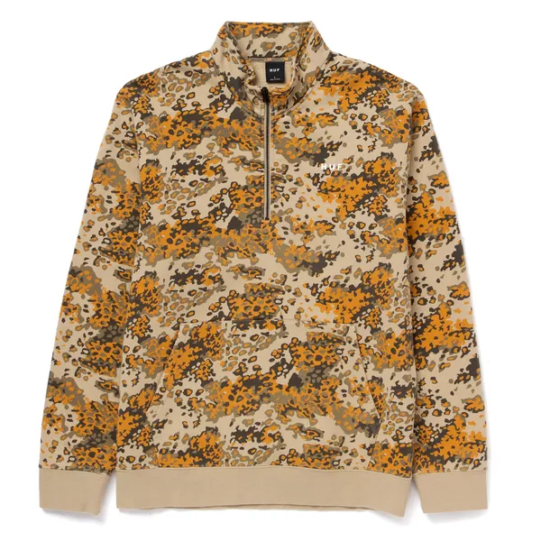 HUF SWEAT 1-4 ZIP TAN CAMO