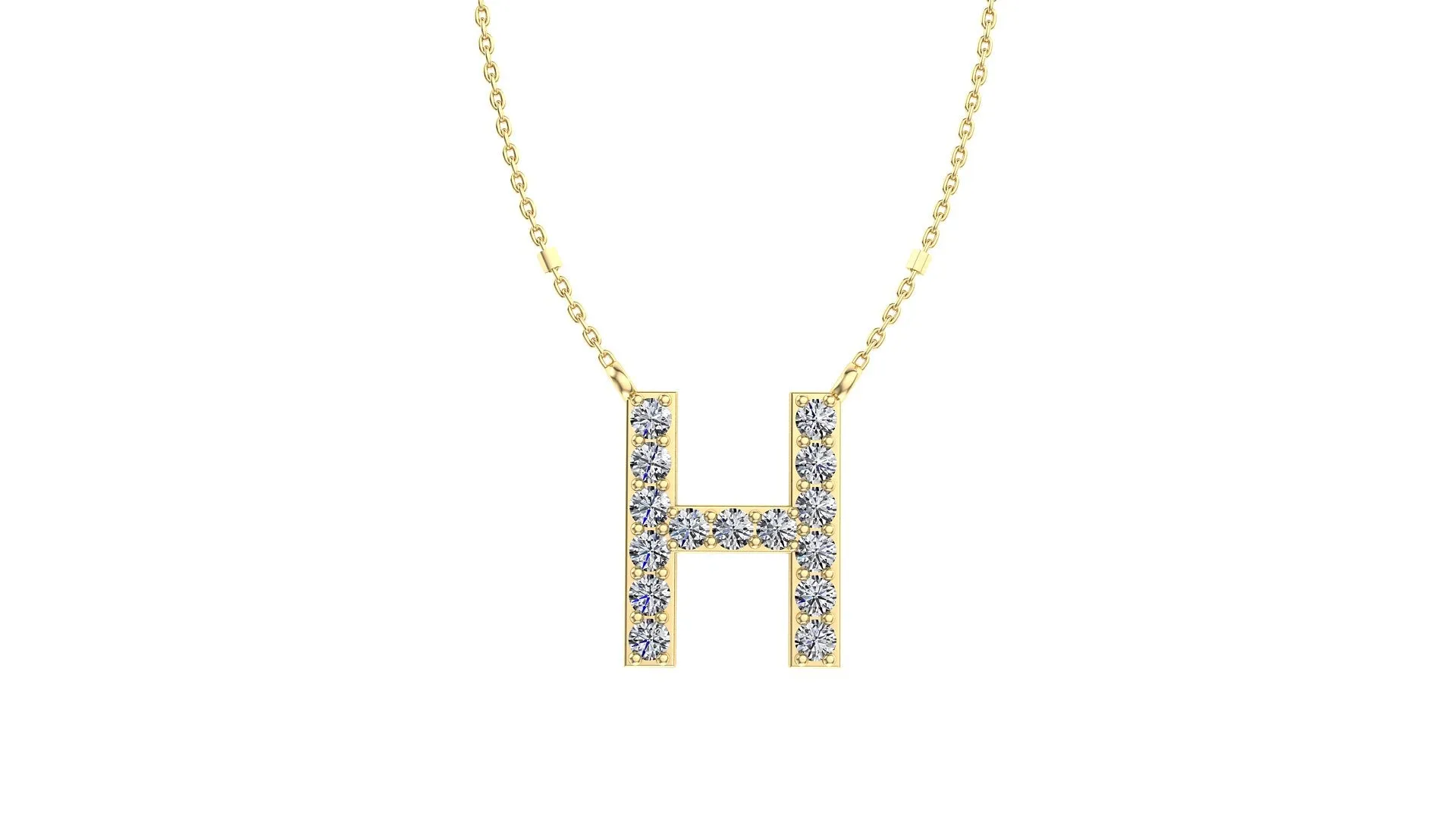 Initial H Diamond Pendant 14K Gold DIP008