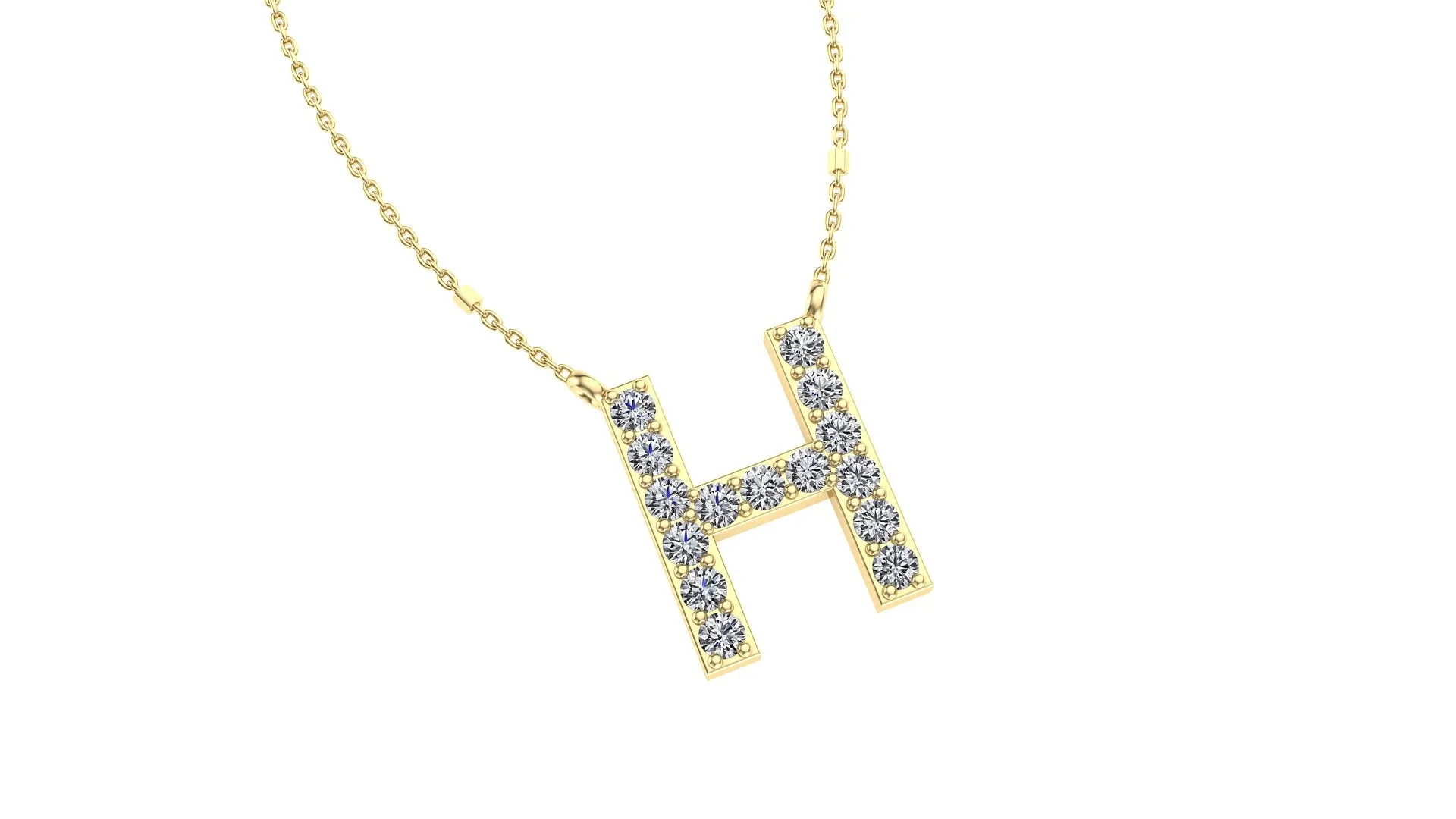 Initial H Diamond Pendant 14K Gold DIP008