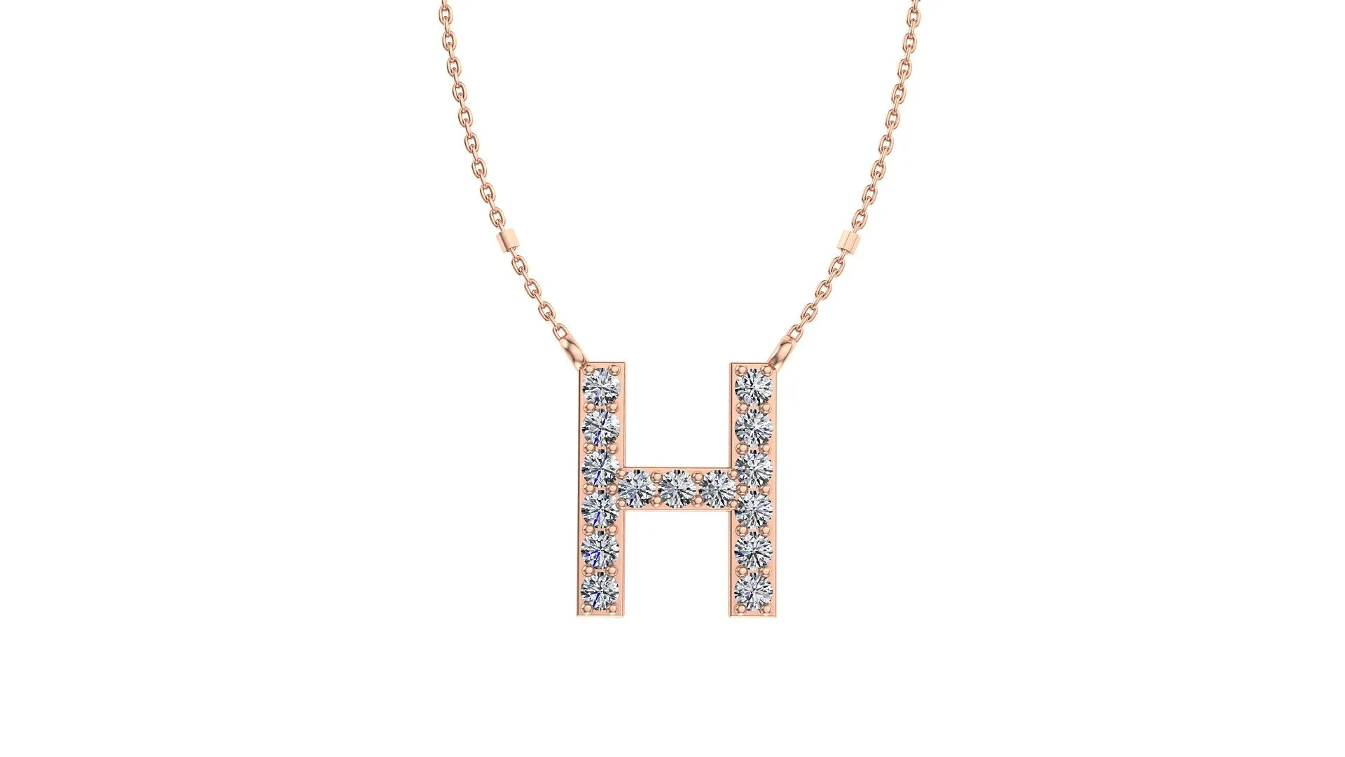 Initial H Diamond Pendant 14K Gold DIP008