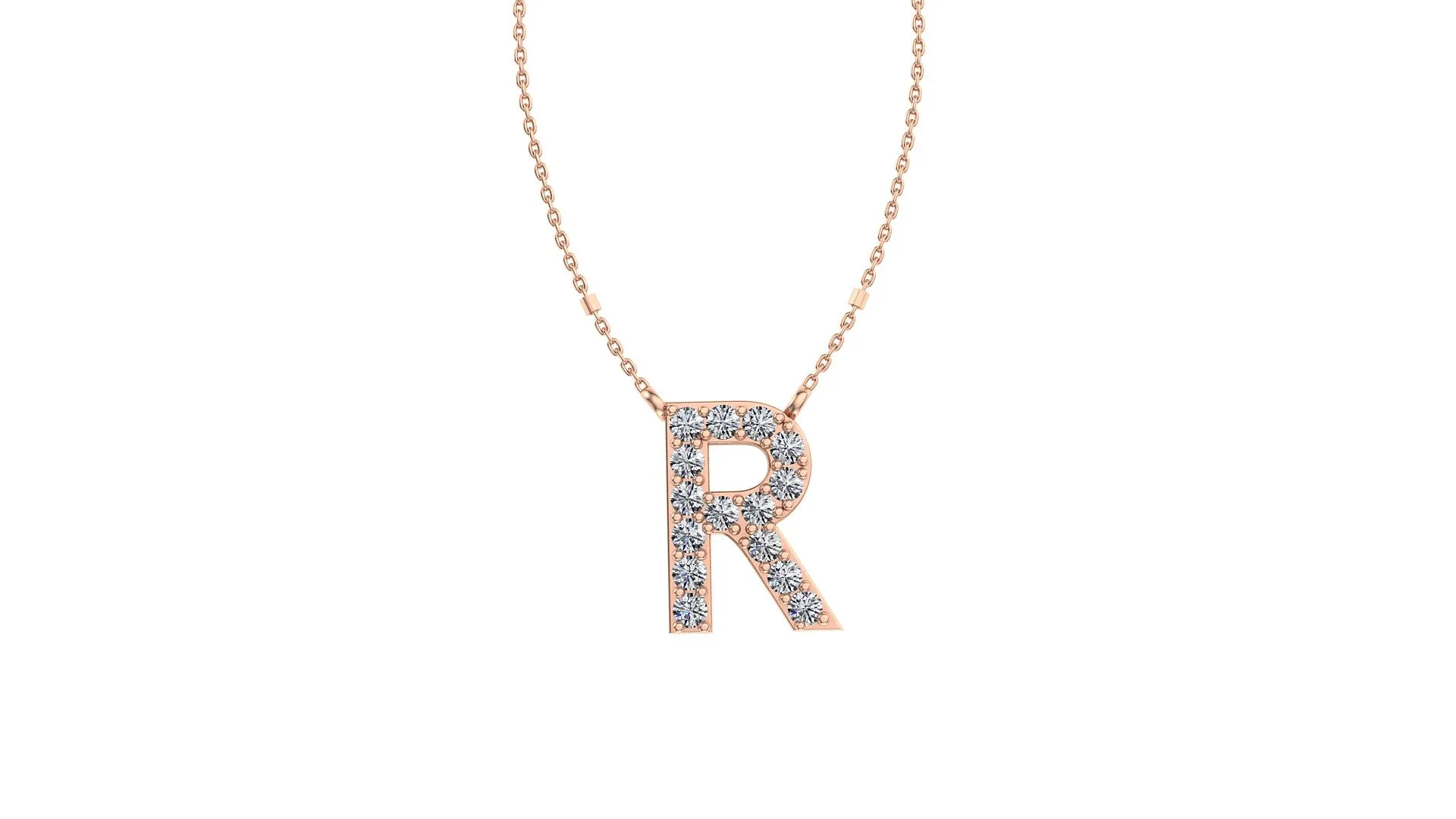 Initial R Diamond Pendant 14K Gold DIP018