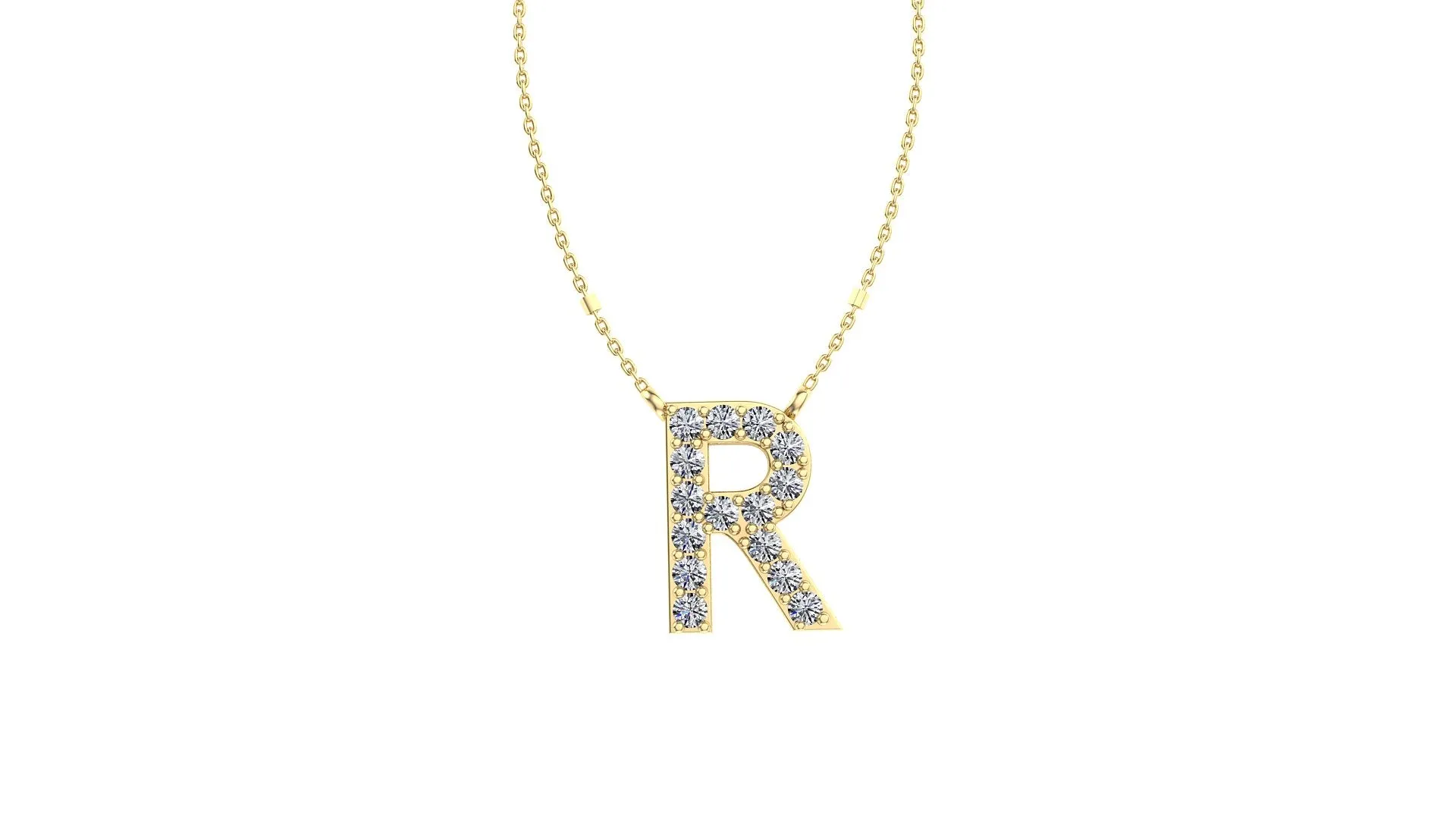 Initial R Diamond Pendant 14K Gold DIP018