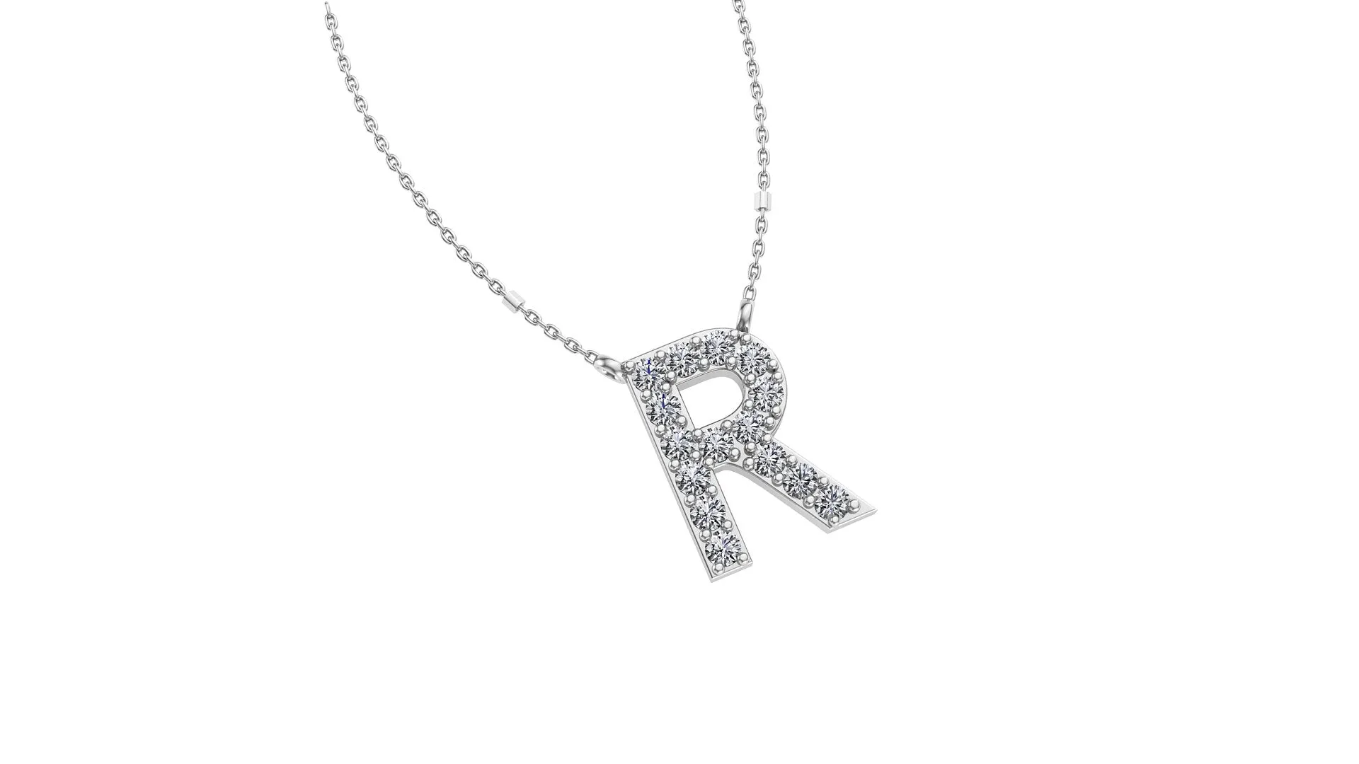 Initial R Diamond Pendant 14K Gold DIP018