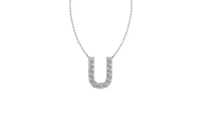 Initial U Diamond Pendant 14K Gold DIP021