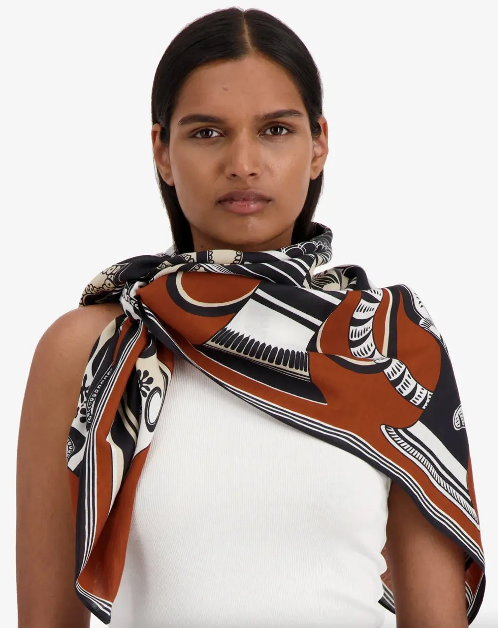 INOUI EDITIONS - 100 Square Mykonos Scarf in Terracotta