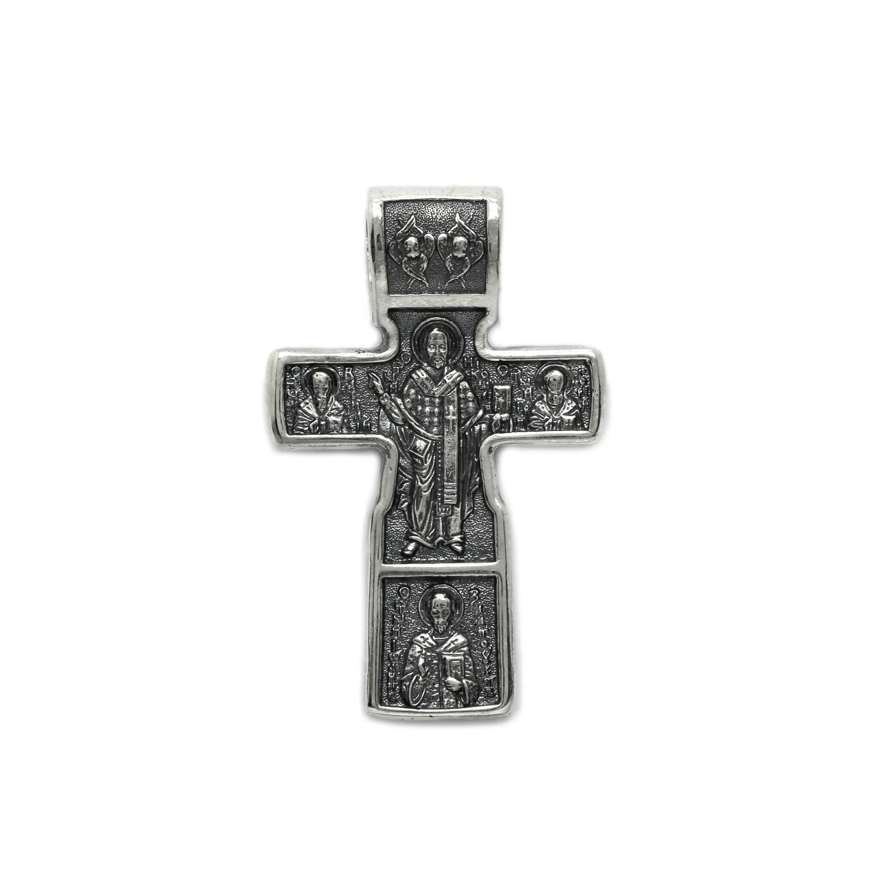 Jesus Christ Mens Cross Pendant Ancient Slavic Silver 925