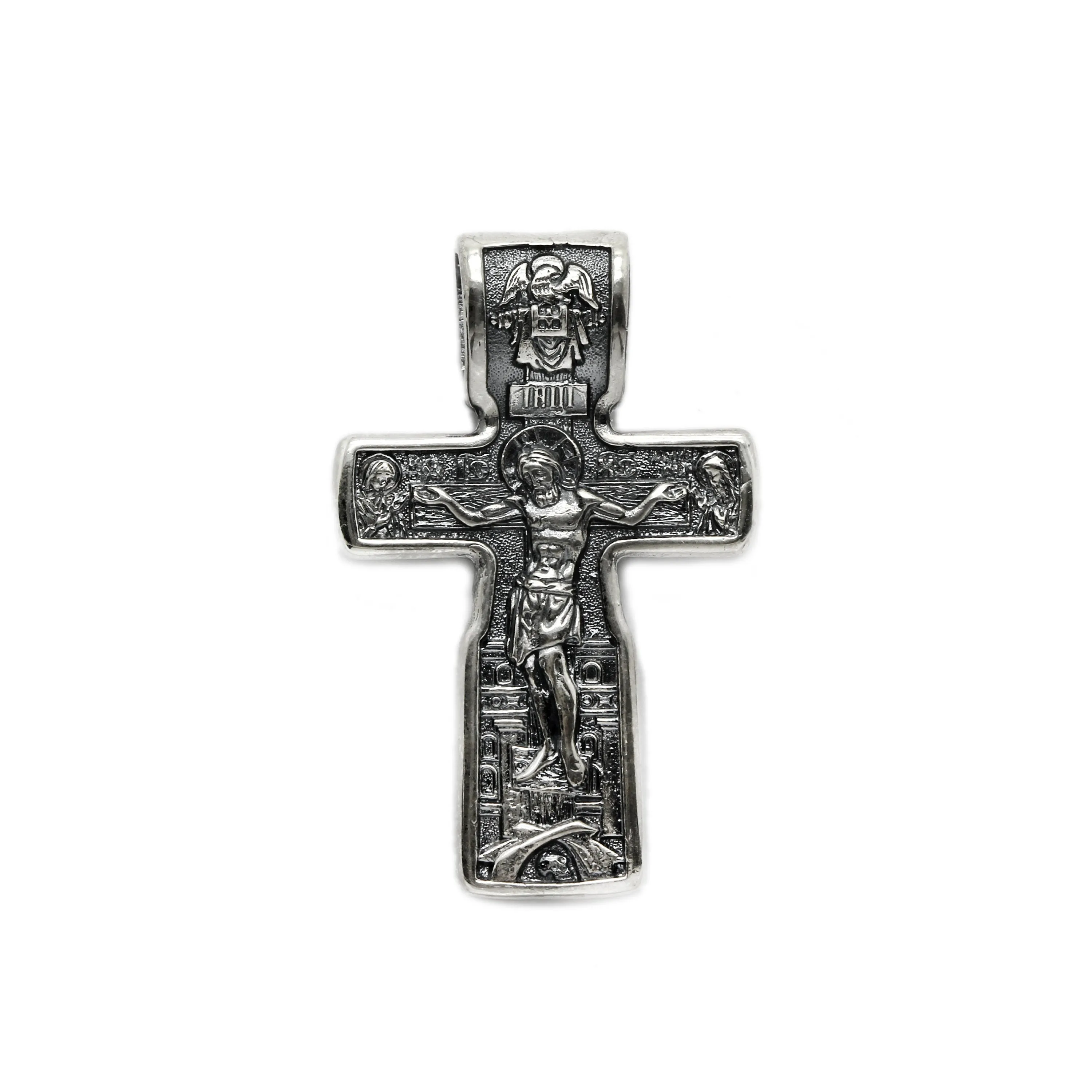 Jesus Christ Mens Cross Pendant Ancient Slavic Silver 925