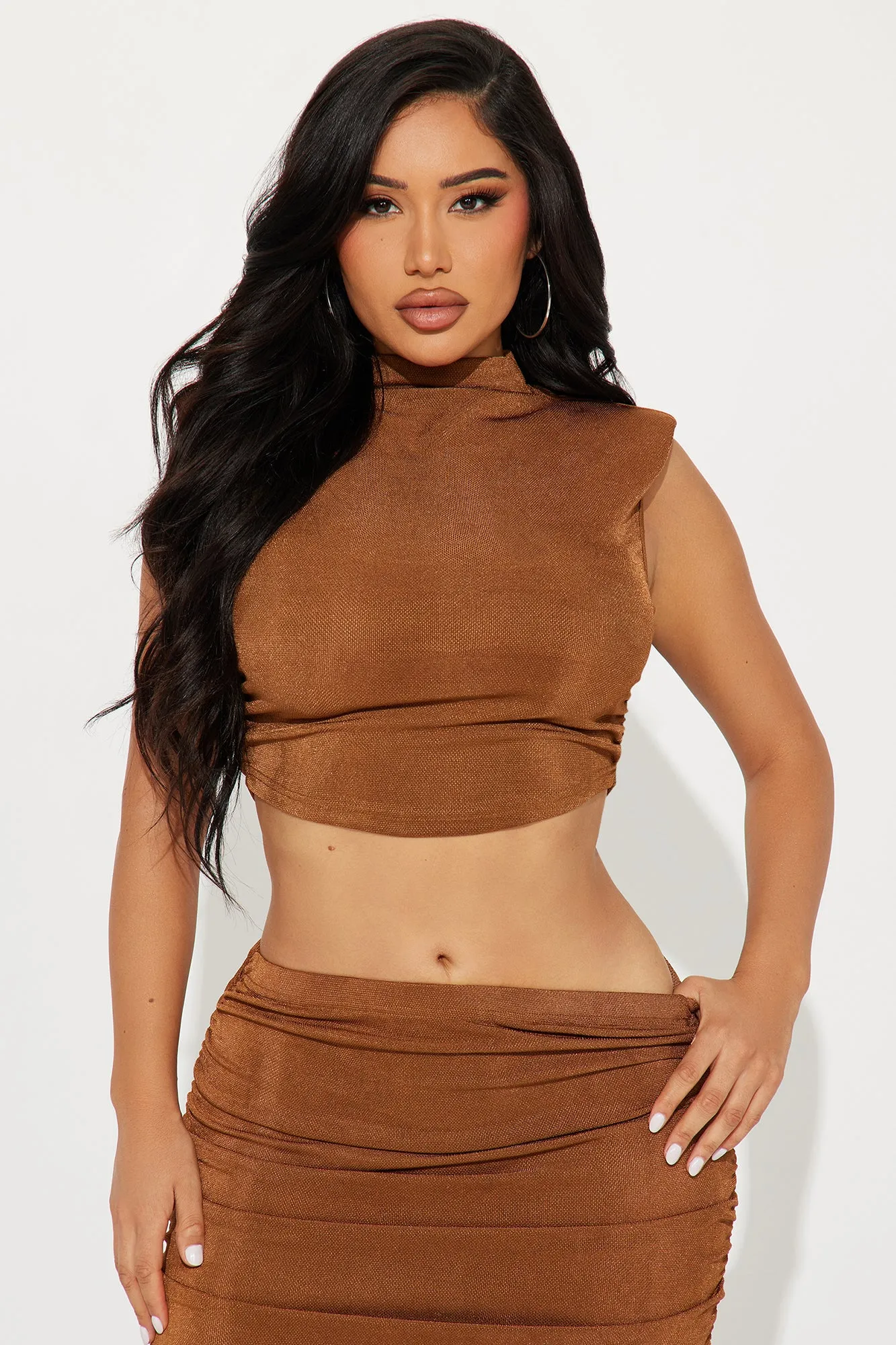 Kayline Slinky Skirt Set - Brown