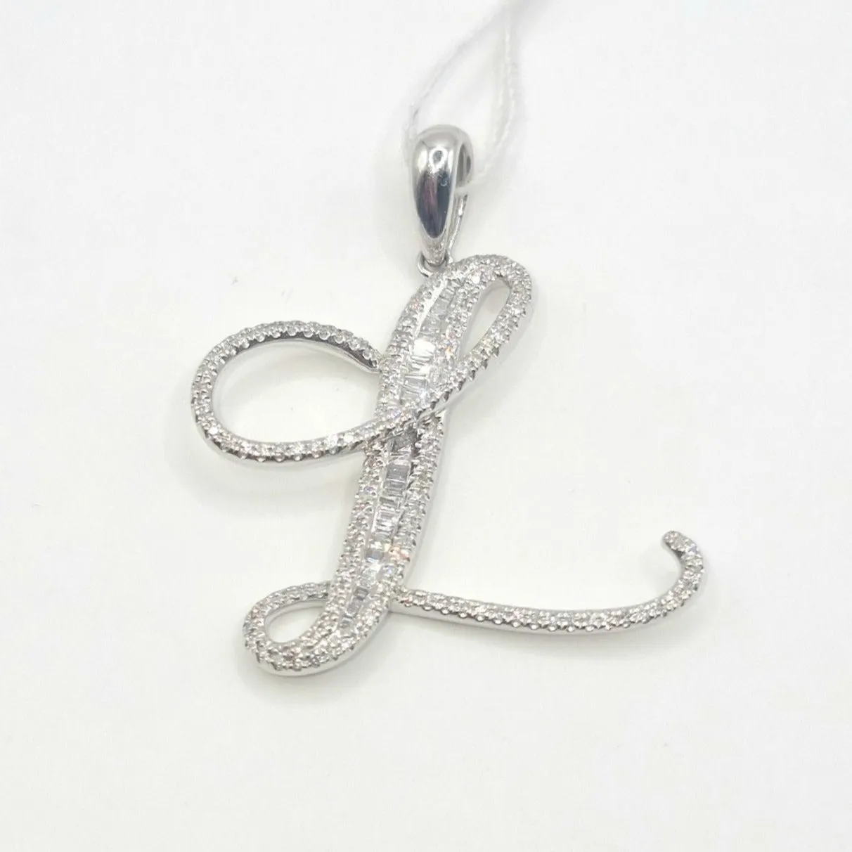 Letter L Diamond Pendant 14K