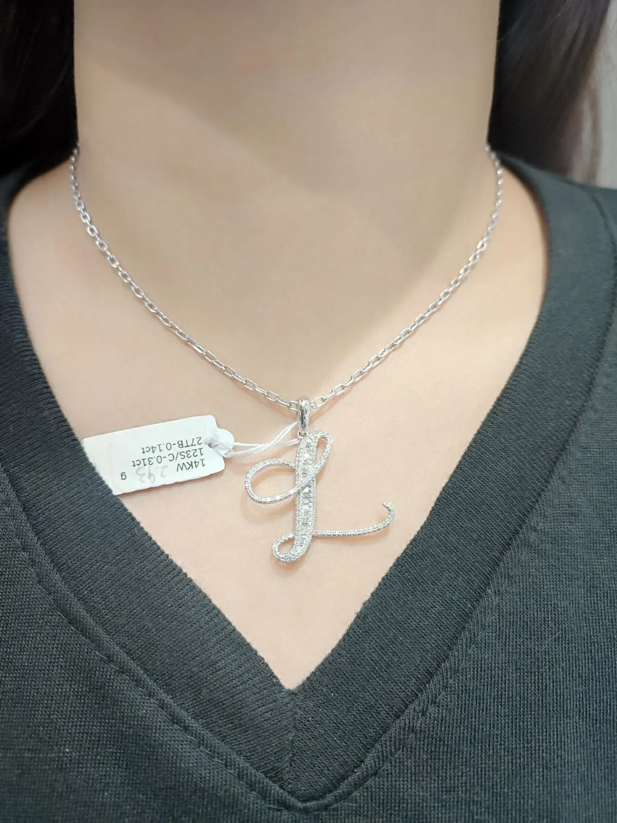 Letter L Diamond Pendant 14K