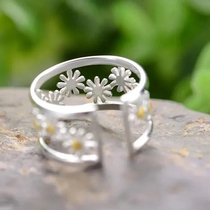 LFJD0150: Little Flowers Charm Sterling Silver Rings Jewelry