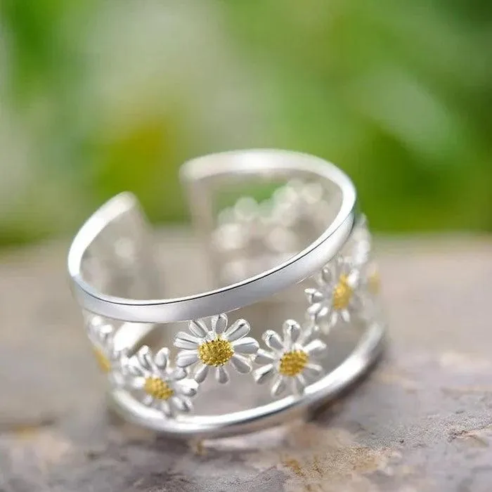 LFJD0150: Little Flowers Charm Sterling Silver Rings Jewelry