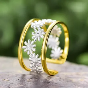 LFJD0150: Little Flowers Charm Sterling Silver Rings Jewelry