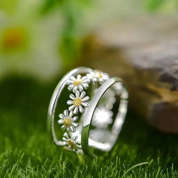 LFJD0150: Little Flowers Charm Sterling Silver Rings Jewelry