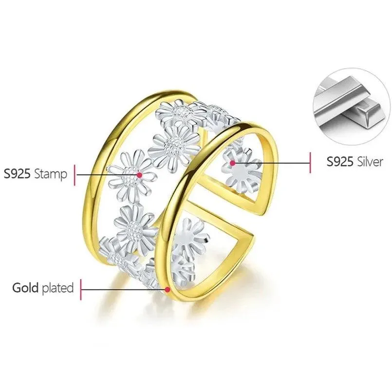 LFJD0150: Little Flowers Charm Sterling Silver Rings Jewelry