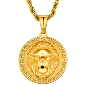 Lion Coin Pendant Necklace for Men LNHX