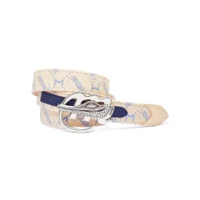 Optimized Title: Stylish Mauri Cream and Blue Belt for Enhanced Look