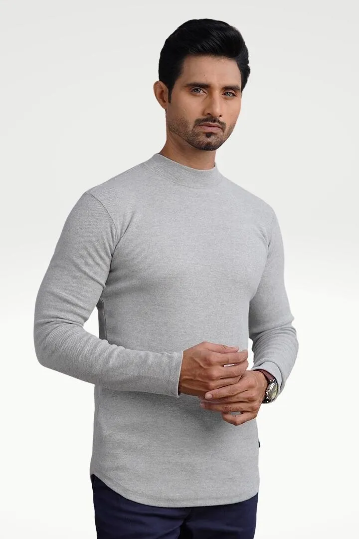 Misty Silver Mock Neck Sweatshirt