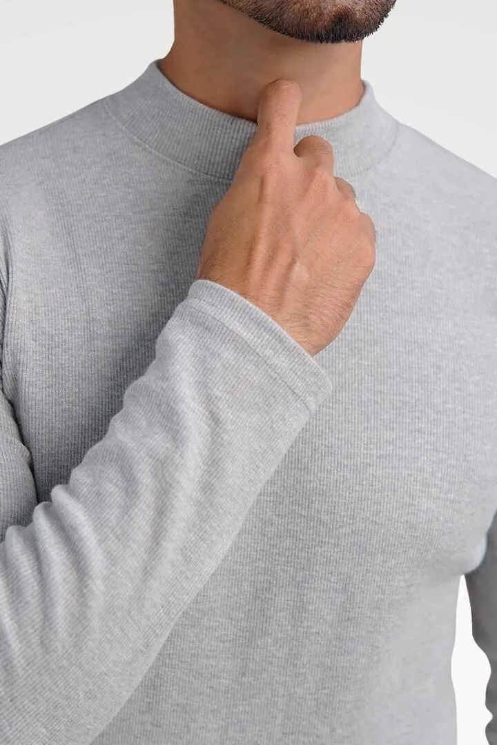 Misty Silver Mock Neck Sweatshirt