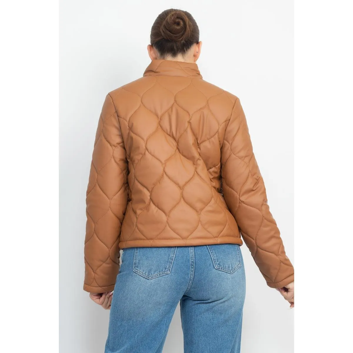 Mock Neck Quilted Jacket