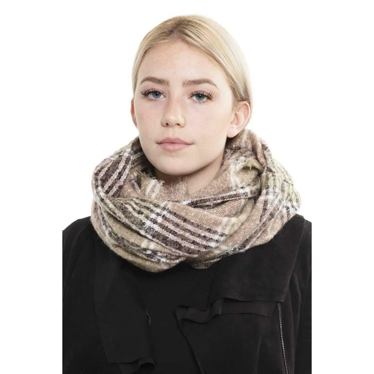 Multi Plaid Infinity Scarf