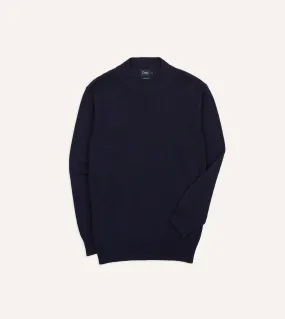 Navy Cotton Mock Neck Jumper