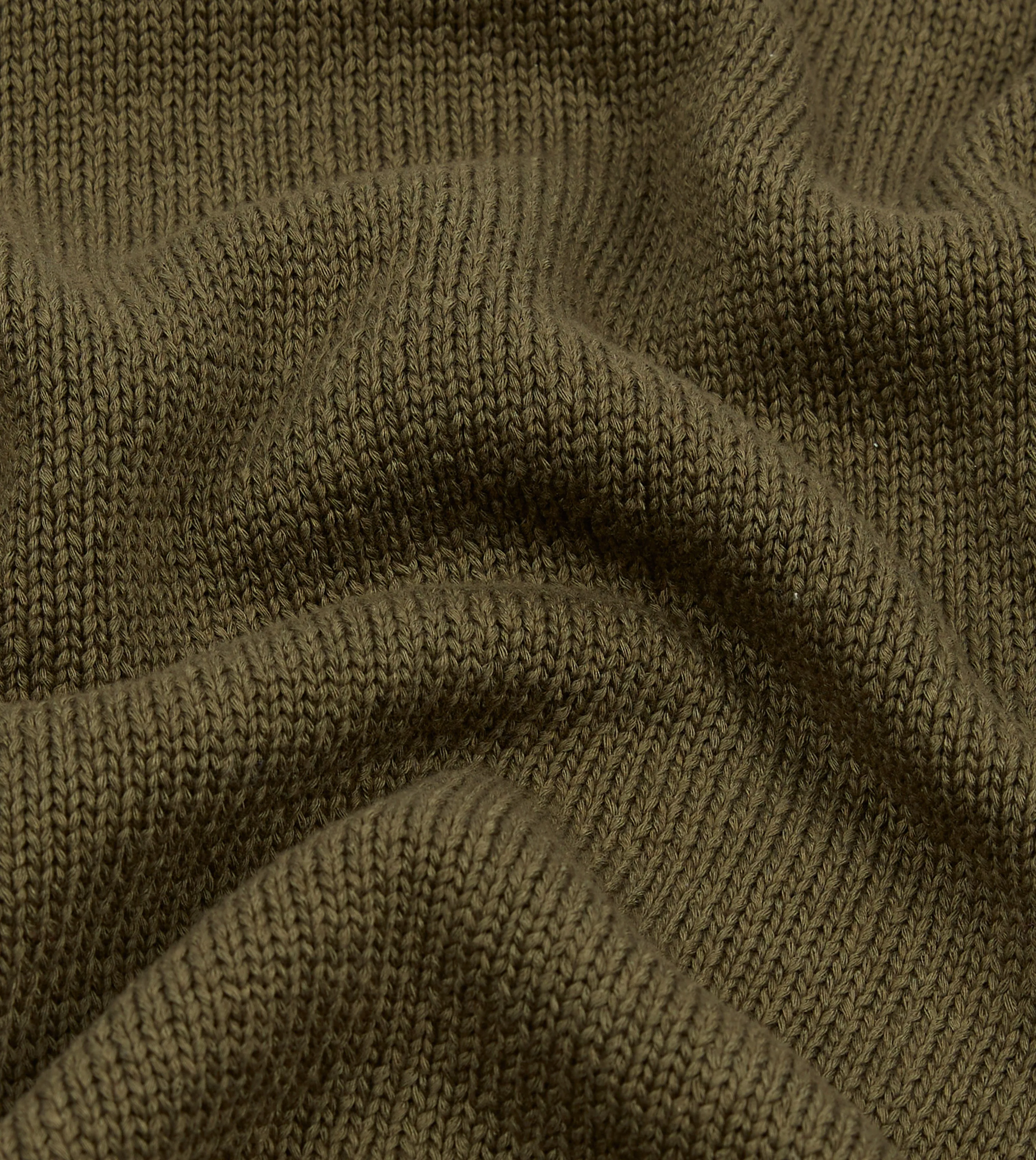 Olive Cotton Mock Neck Jumper