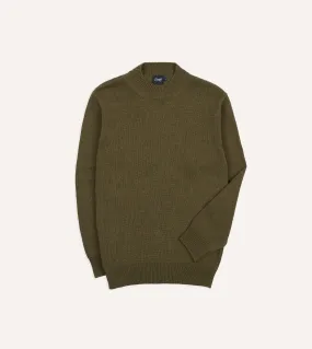 Olive Cotton Mock Neck Jumper