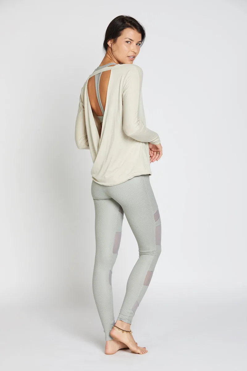 Onzie Drapey V-Back Sweater Taupe