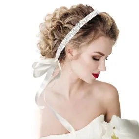 Pearl Baguette Stone Sash Bridal Wedding Belt Headband