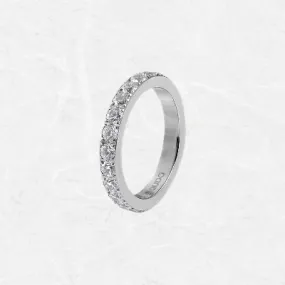 Qudo Large Stone Crystal Eternity Ring Silver | Crystal