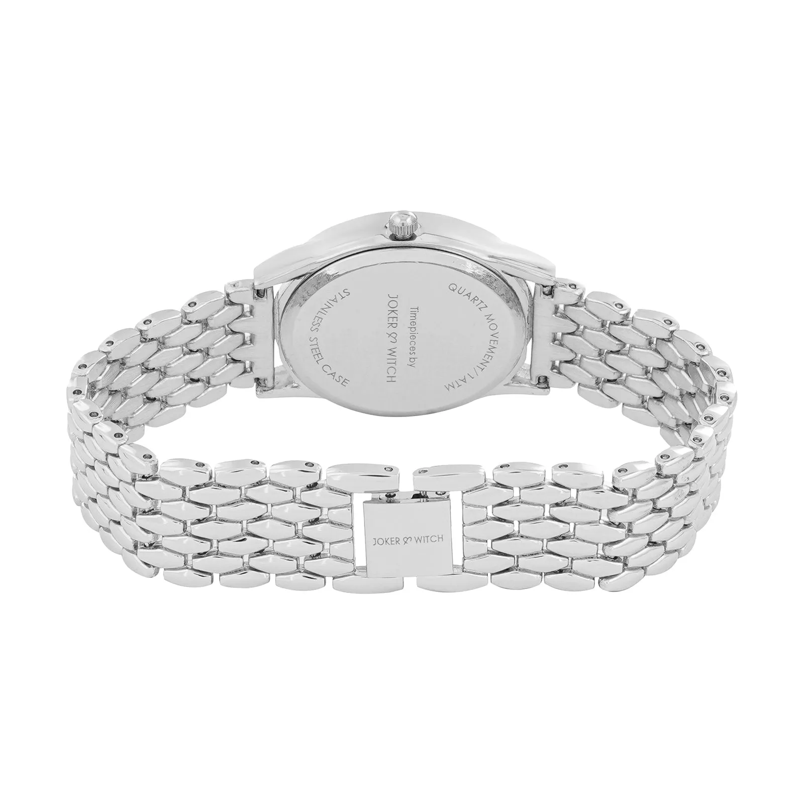 Quisp White Mop Dial Silver Metallic Strap Watch