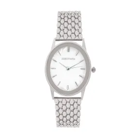 Quisp White Mop Dial Silver Metallic Strap Watch