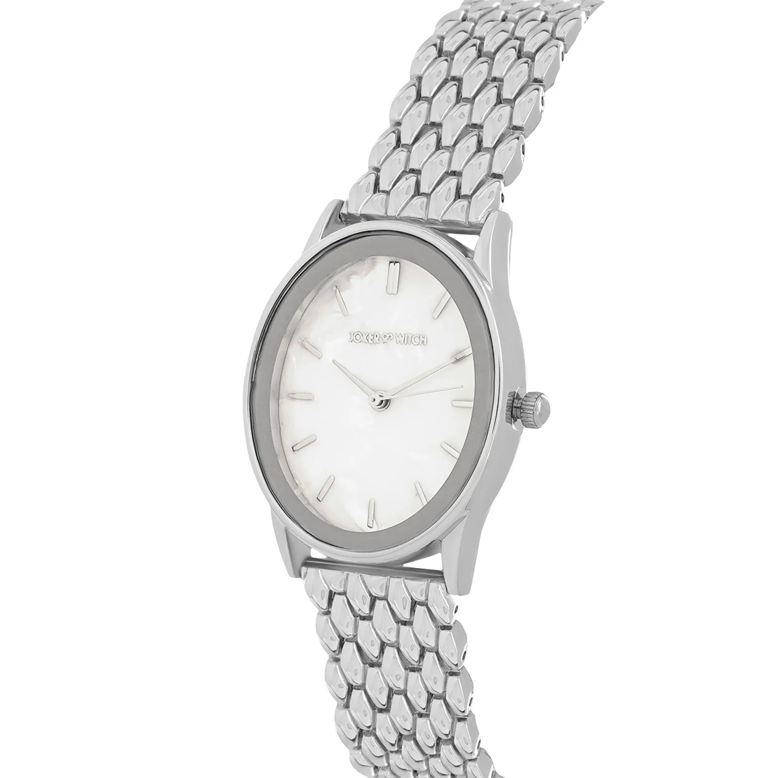 Quisp White Mop Dial Silver Metallic Strap Watch