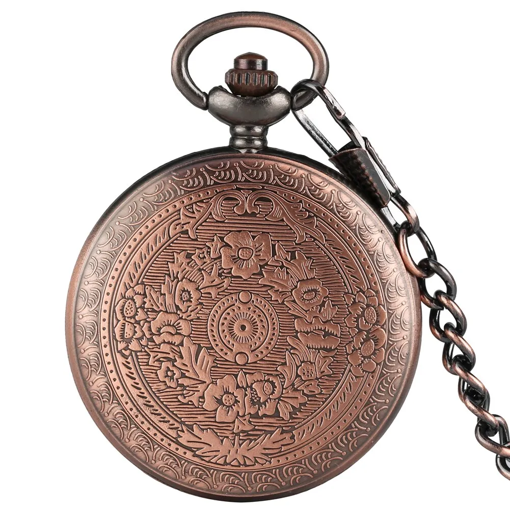 "To My Son I Love You" Rose Gold Punk Roman Numerals Display Necklace Chain Pendant Pocket Watch