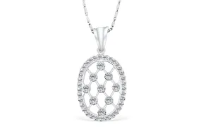 Racket Strings Diamond Pendant 0.70 CT TW 14K White Gold DPEN003