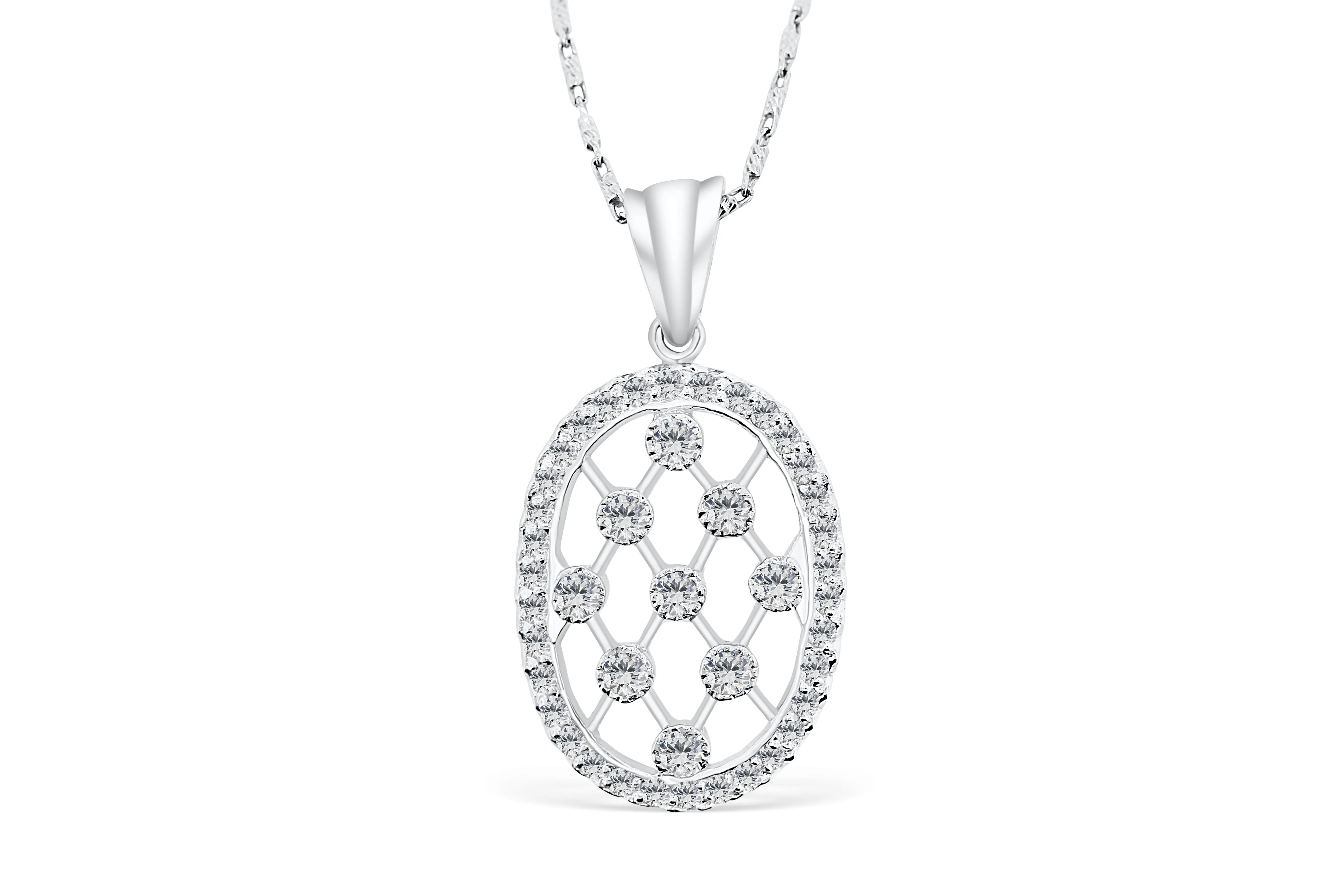 Racket Strings Diamond Pendant 0.70 CT TW 14K White Gold DPEN003