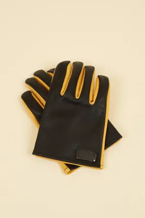 Rats Combi Leather Gloves - Black & Yellow