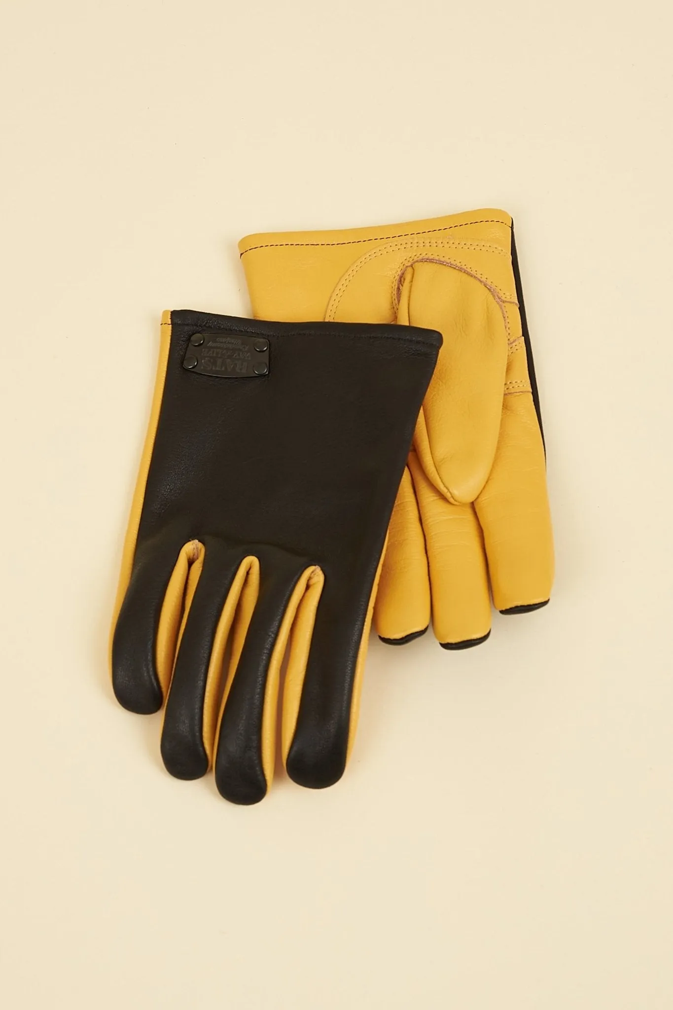 Rats Combi Leather Gloves - Black & Yellow