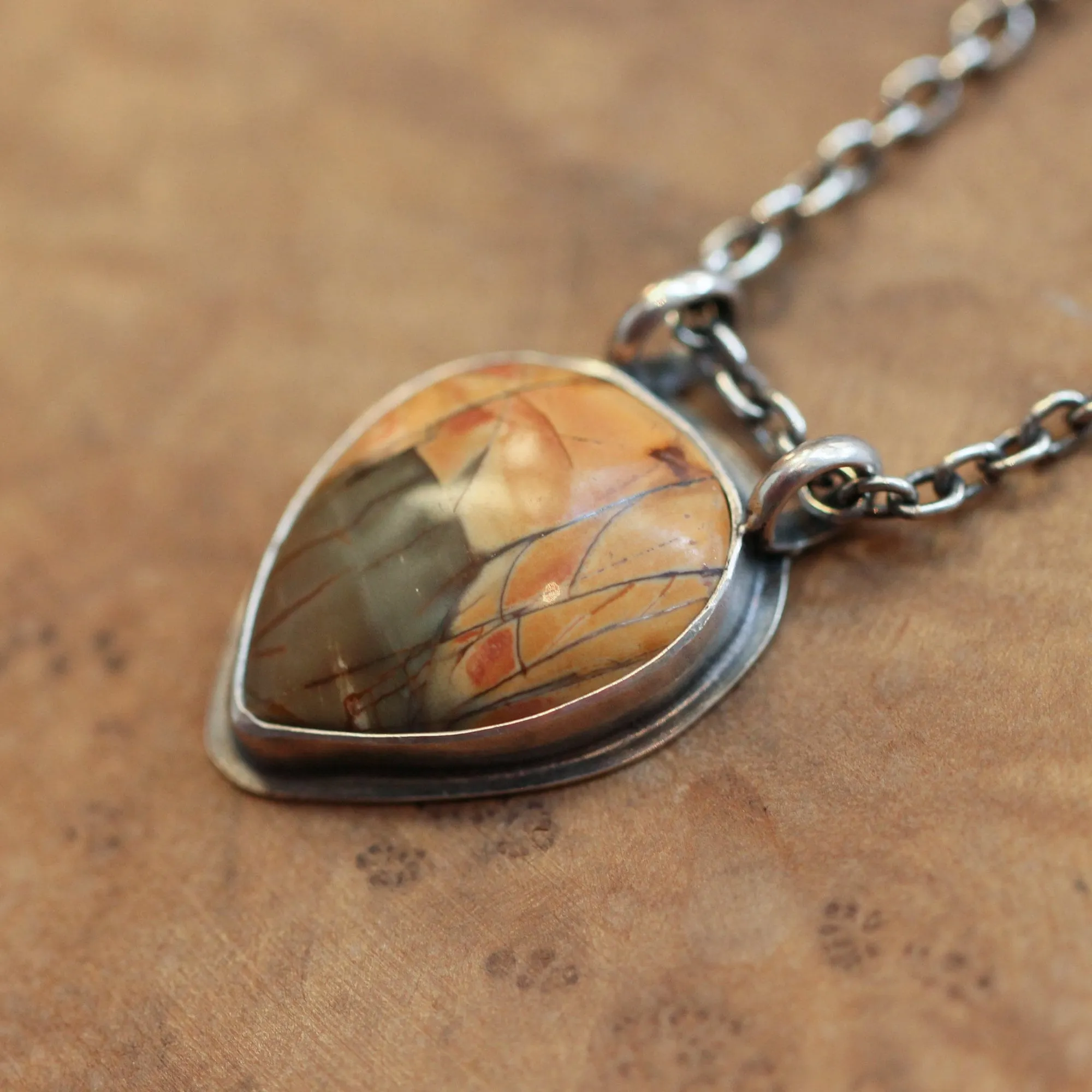 Red Creek Jasper Necklace - Jasper Pendant - Pendant with Chain - Hanging Rock Pendant - OOAK