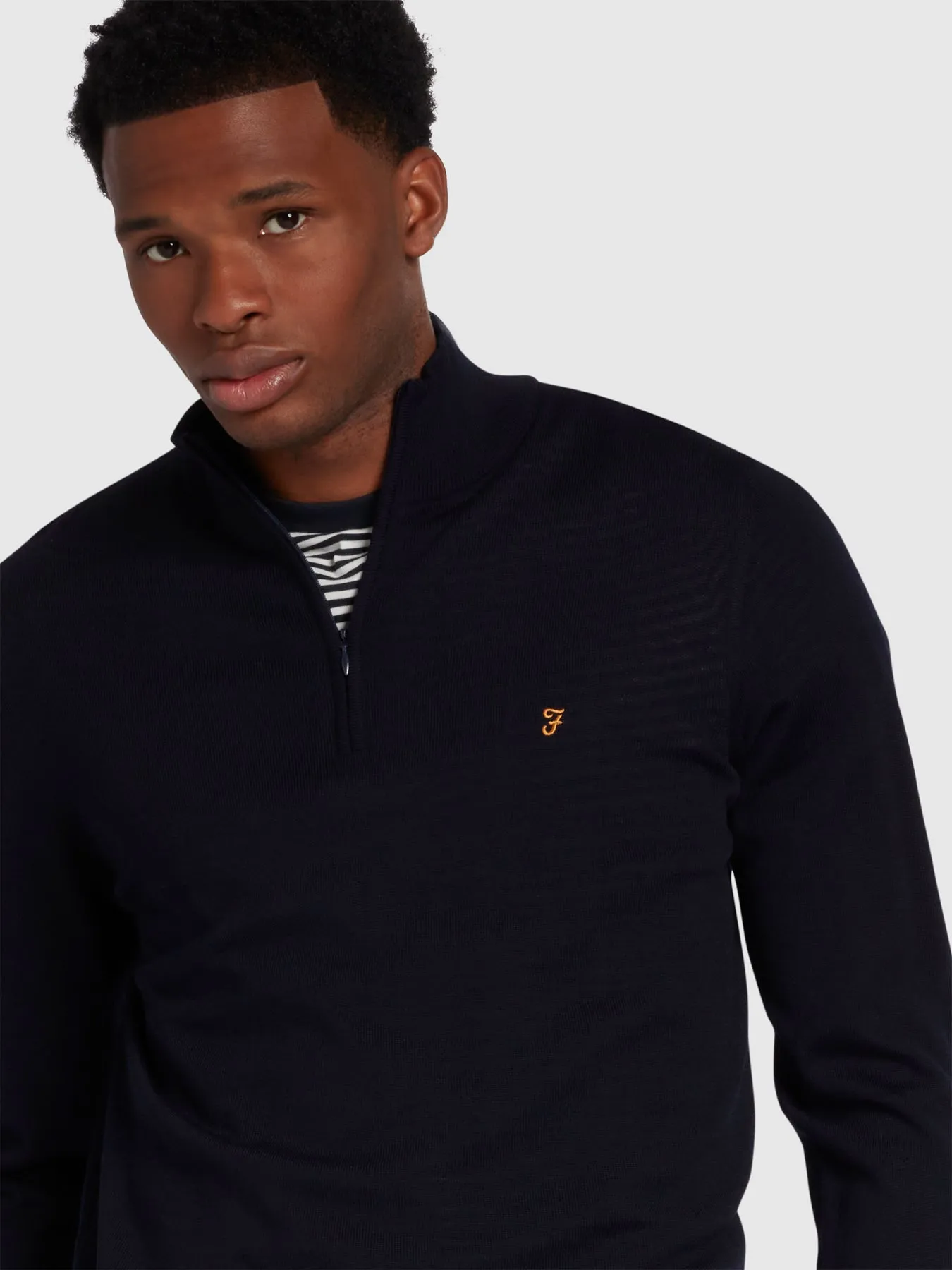 Redchurch Merino Wool Quarter Zip Jumper In True Navy