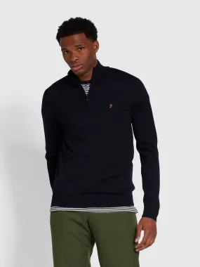 Redchurch Merino Wool Quarter Zip Jumper In True Navy