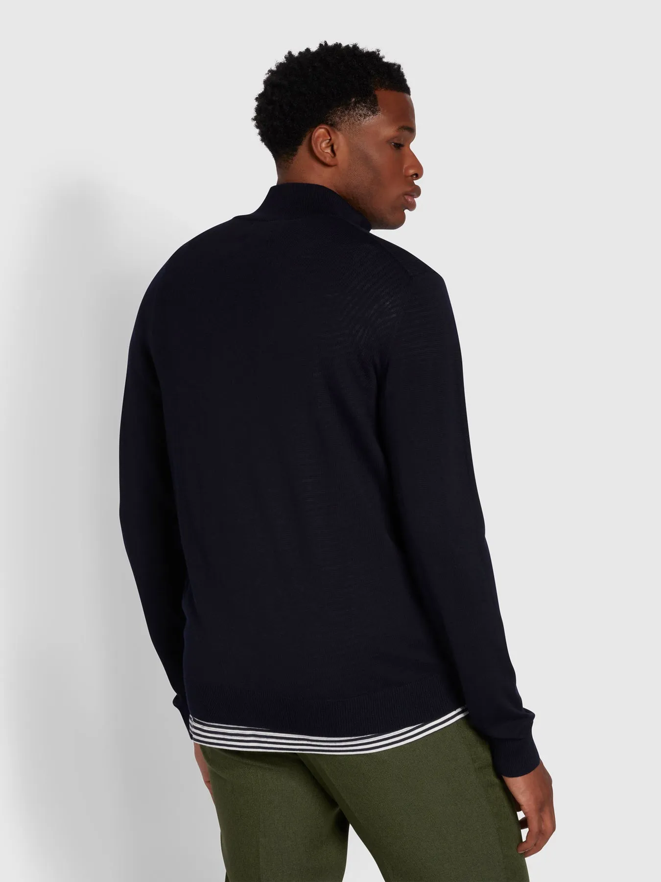 Redchurch Merino Wool Quarter Zip Jumper In True Navy