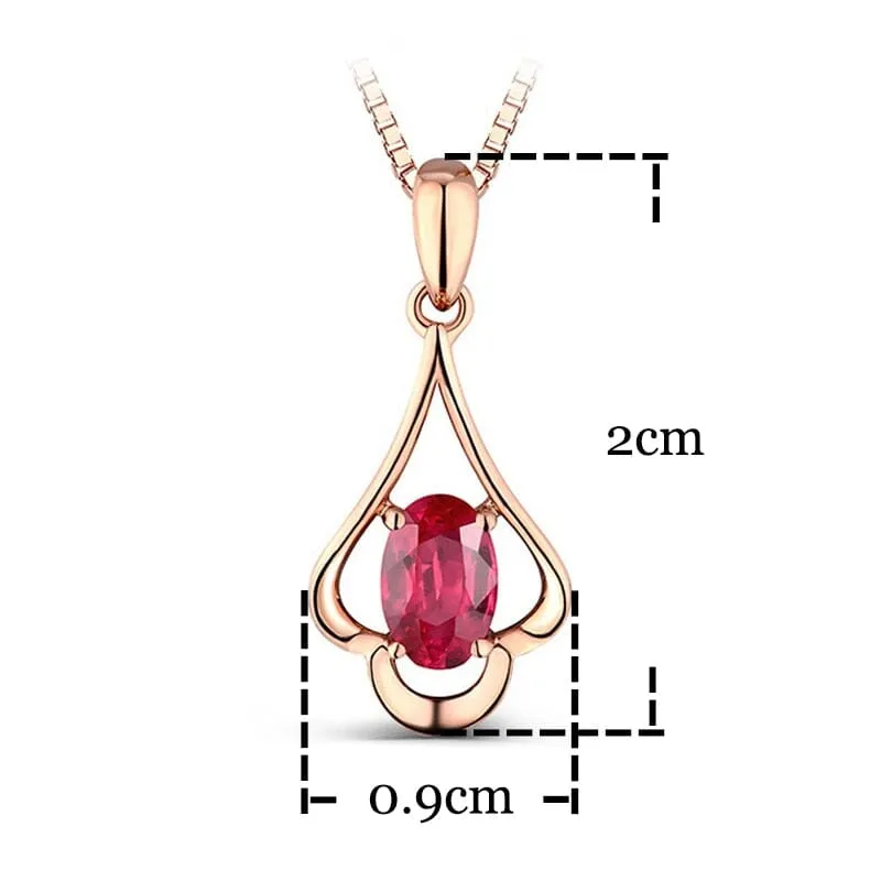 Retro Oval Shaped Ruby and Sapphire Gemstone Pendant Necklace