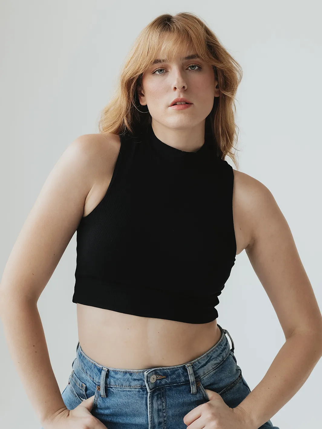 Ribbed Mock Neck Brami (Crop)