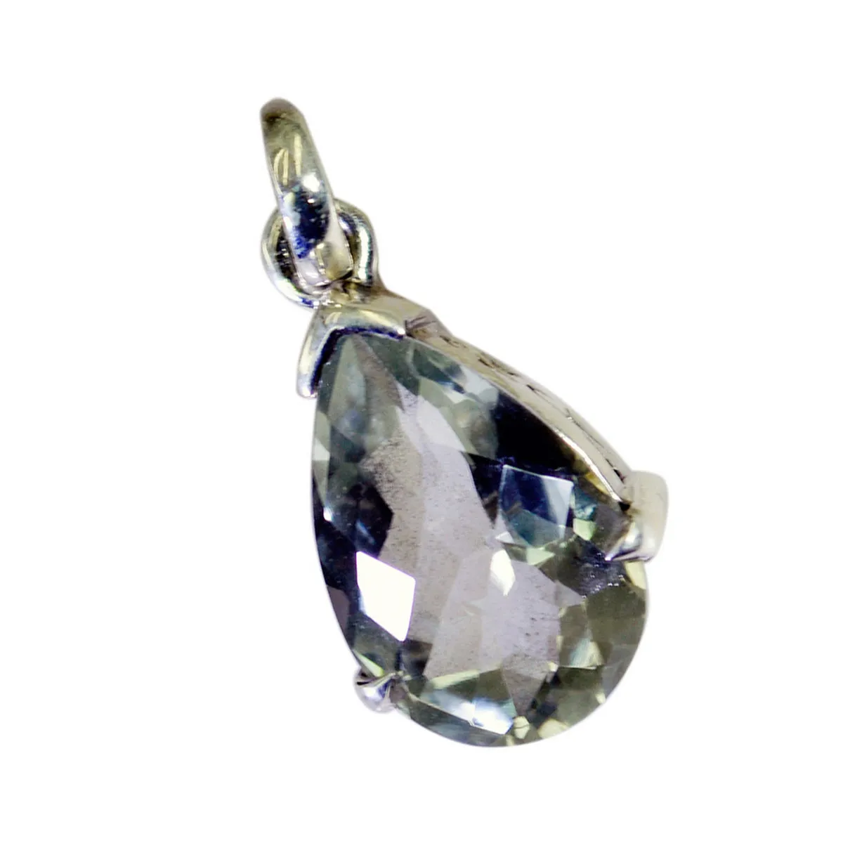 Riyo Beauteous Gemstone Pear Faceted Green Green Amethyst Sterling Silver Pendant Gift For Handmade