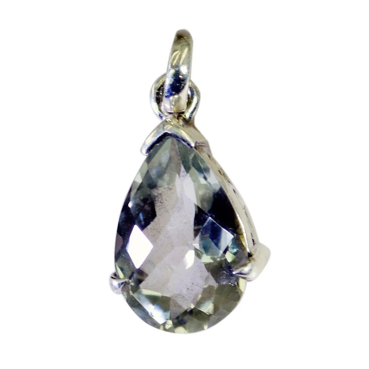 Riyo Beauteous Gemstone Pear Faceted Green Green Amethyst Sterling Silver Pendant Gift For Handmade