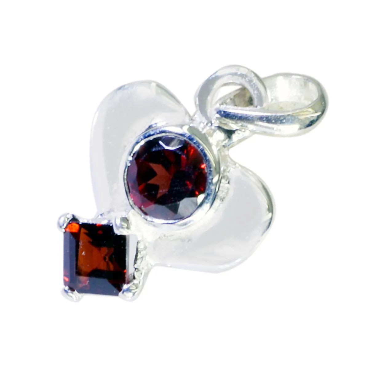 Riyo Delightful Gemstone Multi Faceted Red Garnet 1069 Sterling Silver Pendant Gift For Birthday