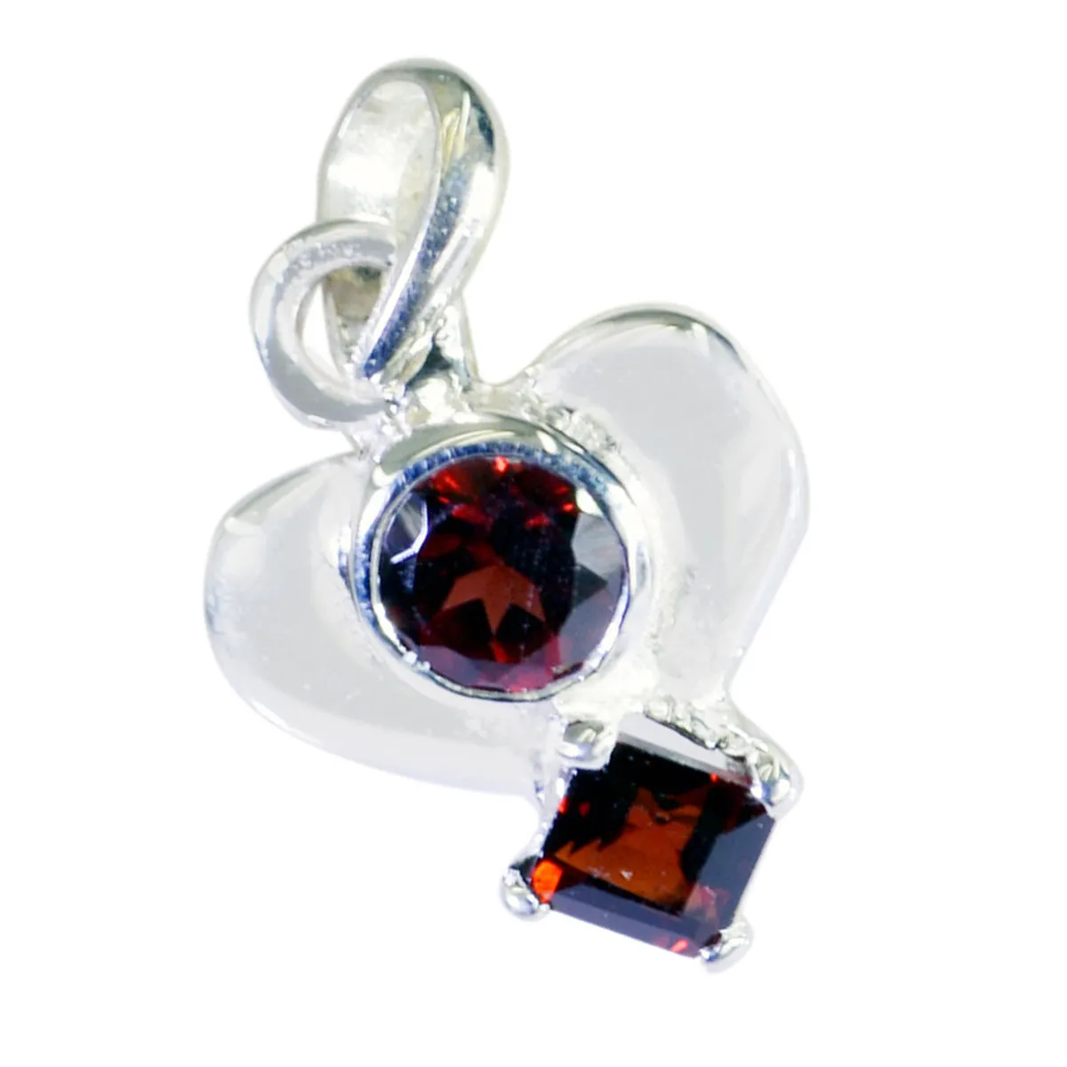 Riyo Delightful Gemstone Multi Faceted Red Garnet 1069 Sterling Silver Pendant Gift For Birthday